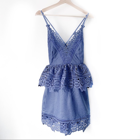 NWT Self-Portrait | Guipure Lace Peplum Dress - Picture 4 of 15